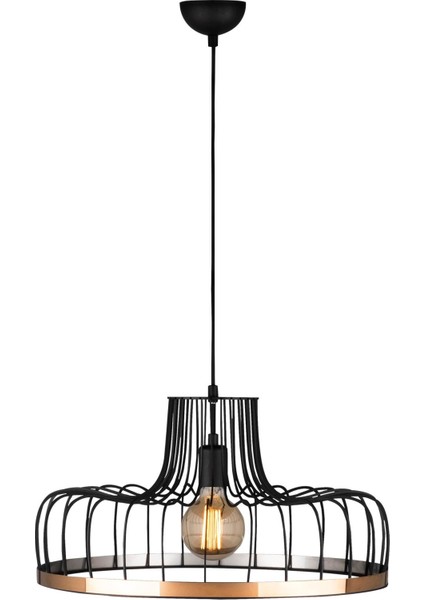 Beyso Tekli Tel Sarkıt Avize Siyah, Modern Dekoratif Metal Lamba BEYSOR-MR-769