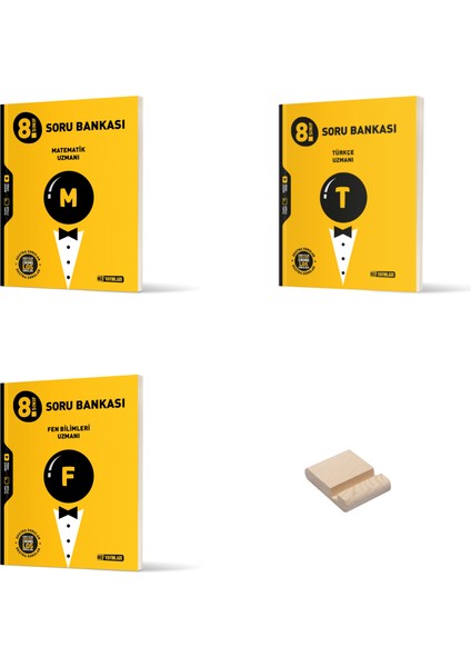 Lgs 8. Sınıf Uzman Matematik Türkçe ve Fen Bilimleri Soru Bankası 3lü Set + Telefon Standı