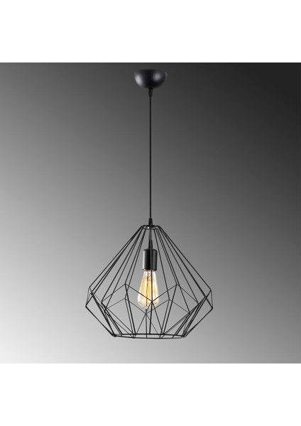 Diamond Tekli Tel Sarkıt Avize Siyah, Modern Dekoratif Metal Lamba DIAMOND-L-703 indirimleri