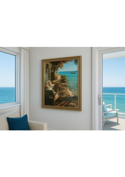 Coastal Calm – Deniz Kenarı Manzara Temalı Dekoratif Duvar Tablosu (Çerçeveli)