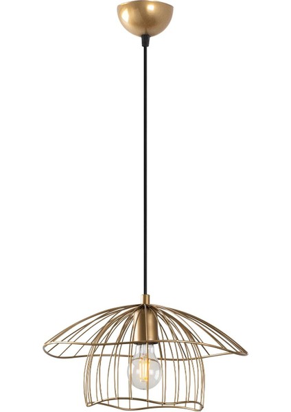Mantar Küçük Tekli Tel Sarkıt Avize Gold, Sarkıt Lamba Aydınlatma MANTAR-6503-S