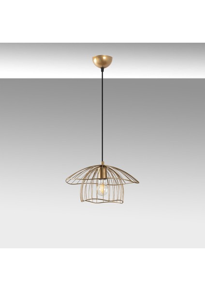 Mantar Küçük Tekli Tel Sarkıt Avize Gold, Sarkıt Lamba Aydınlatma MANTAR-6503-S