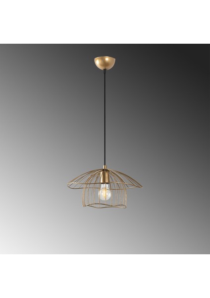 Mantar Küçük Tekli Tel Sarkıt Avize Gold, Sarkıt Lamba Aydınlatma MANTAR-6503-S