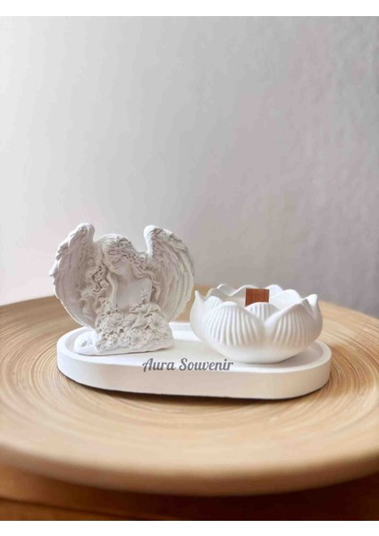 Melek ve Amber Kokulu Lotus Soya Mum Dekoratif Set