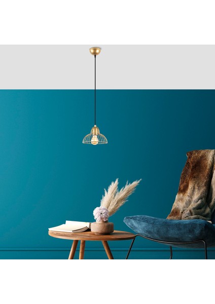 Dopo Tekli Tel Sarkıt Avize Parlak Gold, Modern Dekoratif Metal Başlık Lamba DOPO-12095