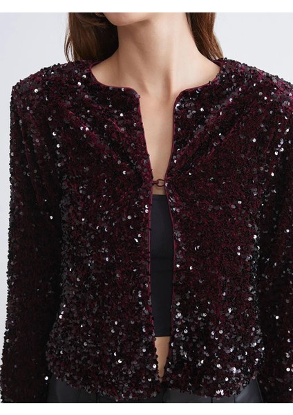 Bisiklet Yaka Pul Payetli Kadın Ceket (W5) modelleri