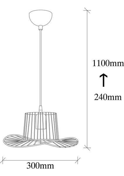 Fötr Şapka Model Tekli Tel Sarkıt Avize Siyah, Dekoratif Metal Lamba FOTRTEL-S-6746 fırsatları