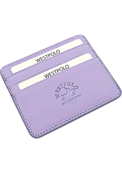 Unisex Süper Slim Para Bölmeli Hakiki Deri Ince Kartlık Cüzdan 6 Bölmeli - Lila fiyatları