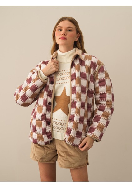 Kadın Camel Esnek Dokulu Oversize Mont