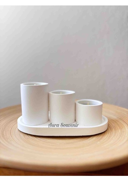 3'lü Dekoratif Silindir Set Tealight Mum