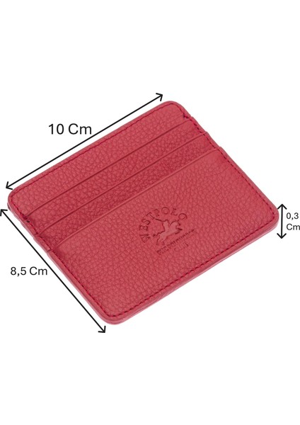 Unisex Süper Slim Para Bölmeli Hakiki Deri Ince Kartlık Cüzdan 6 Bölmeli - Gül Kurusu