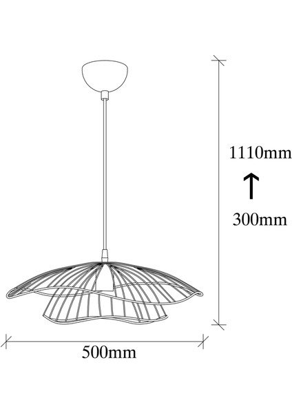 Mantar Tekli Tel Sarkıt Avize Mat Bakır, Sarkıt Lamba Aydınlatma MANTAR-6501