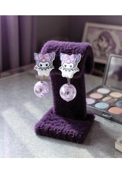 Kuromi Deliksiz Kıstırmalı Çocuk Küpe modelleri