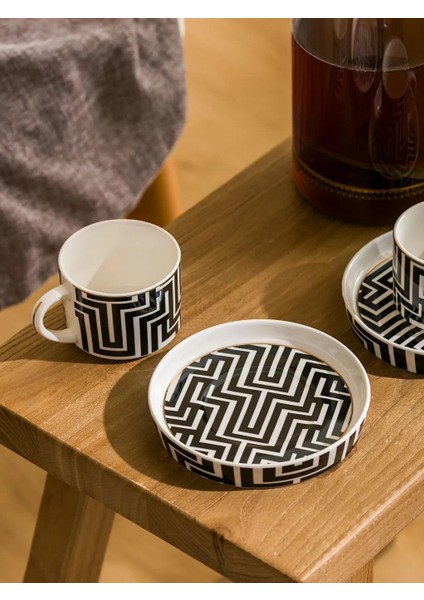 Geometrik Desenli 2 Kişilik Porselen Kahve Fincan Takımı 90 ml (W5) fiyatları