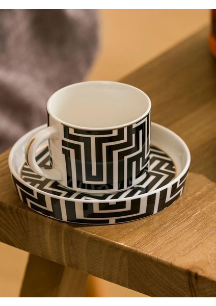 Geometrik Desenli 2 Kişilik Porselen Kahve Fincan Takımı 90 ml (W5) modelleri