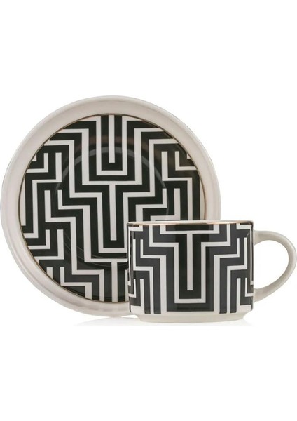 Geometrik Desenli 2 Kişilik Porselen Kahve Fincan Takımı 90 ml (W5) indirimleri