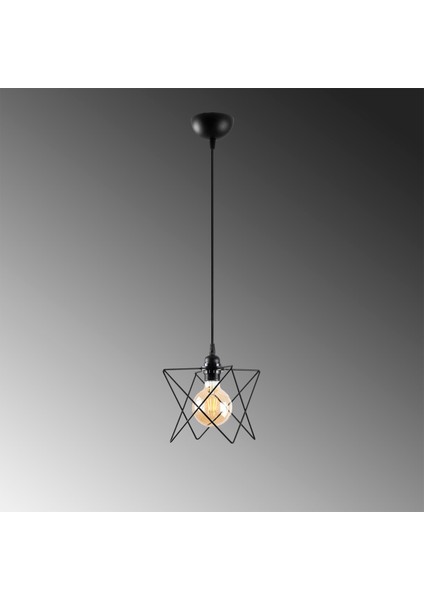 Bakkas Tekli Tel Sarkıt Avize Siyah, Modern Dekoratif Metal Lamba BAKKAS-NUS-6616 modelleri