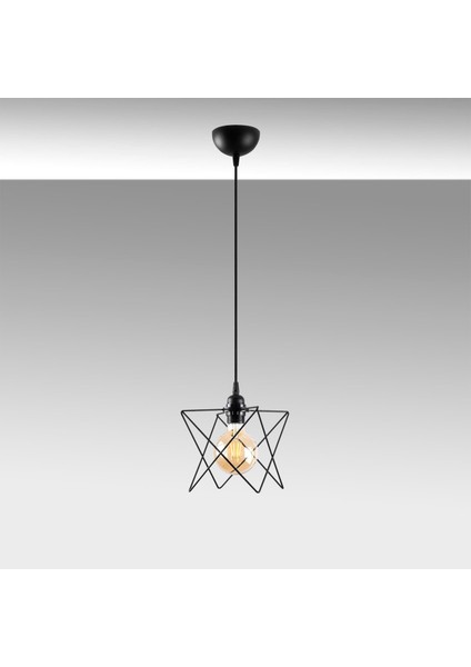 Bakkas Tekli Tel Sarkıt Avize Siyah, Modern Dekoratif Metal Lamba BAKKAS-NUS-6616 indirimleri
