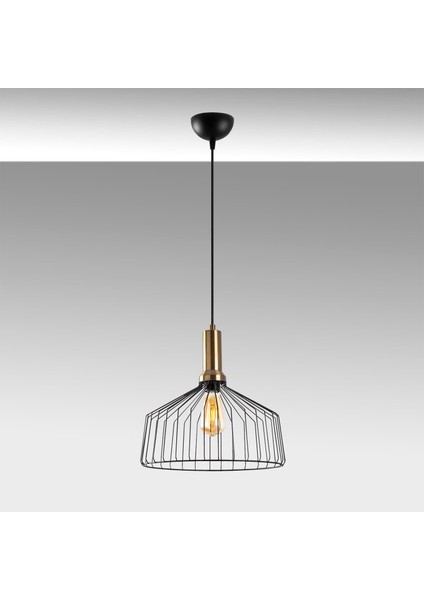 Dear Tekli Tel Sarkıt Avize Siyah, Modern Dekoratif Metal Lamba DEAR-11200 modelleri