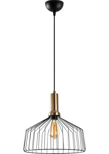 Dear Tekli Tel Sarkıt Avize Siyah, Modern Dekoratif Metal Lamba DEAR-11200