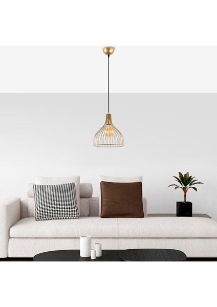 Cafu Tekli Tel Sarkıt Avize Parlak Gold, Modern Dekoratif Metal Lamba CAFU-11566 fiyatları
