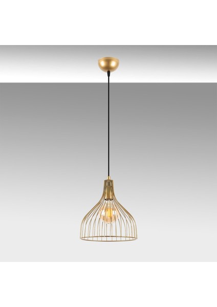 Cafu Tekli Tel Sarkıt Avize Parlak Gold, Modern Dekoratif Metal Lamba CAFU-11566 modelleri