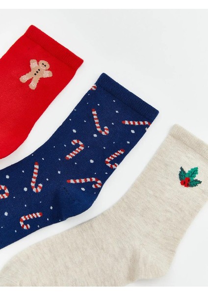 Yılbaşı Temalı Kadın Soket Çorap 3'lü (W5) modelleri