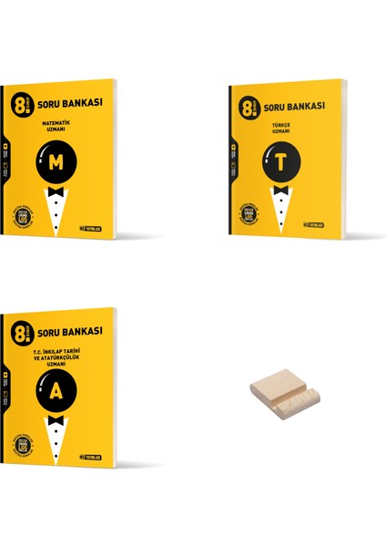 Lgs 8. Sınıf Uzman Matematik Türkçe ve Inkılap Soru Bankası 3lü Set + Telefon Standı