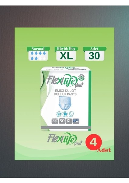 Ped Emici Külot Yetişkin Hasta Bezi Xlarge Boy 30'lu (4 Adet)
