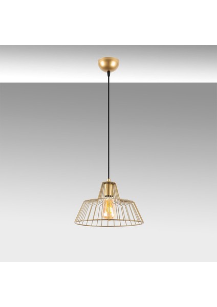 Hakcu Tekli Tel Sarkıt Avize Parlak Gold, Modern Dekoratif Metal Lamba HAKCU-11955 fırsatları