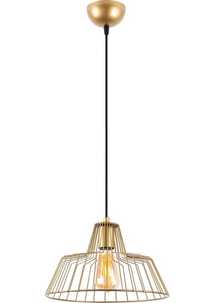 Hakcu Tekli Tel Sarkıt Avize Parlak Gold, Modern Dekoratif Metal Lamba HAKCU-11955