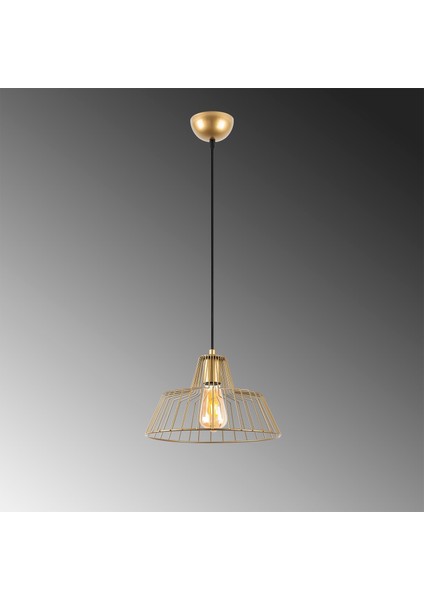Hakcu Tekli Tel Sarkıt Avize Parlak Gold, Modern Dekoratif Metal Lamba HAKCU-11955