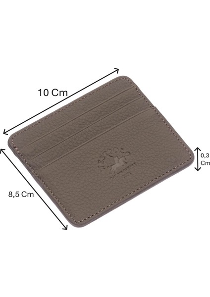 Unisex Süper Slim Para Bölmeli Hakiki Deri Ince Kartlık Cüzdan 6 Bölmeli - Kum