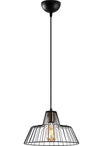 Hakcu Tekli Tel Sarkıt Avize Siyah, Modern Dekoratif Metal Lamba HAKCU-11940