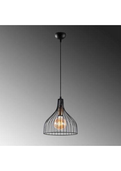 Cafu Tekli Tel Sarkıt Avize Siyah, Modern Dekoratif Metal Lamba CAFU-11565 fırsatları