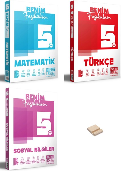 5. Sınıf Benim Fasikülüm Matematik Türkçe ve Sosyal Bilgiler 3lü Set + Telefon Standı