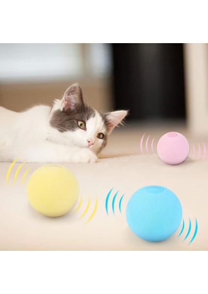 Sesli ve Akıllı Kedi Oyuncak Topu - 50 Mm, Hayvan Sesli, Eğlenceli Kedi Oyuncağı ( Lisinya )