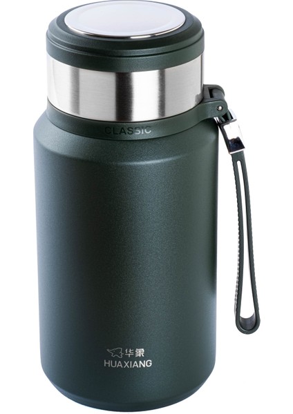 Okadı Süzgeçli Yeşil Paslanmaz Çelik Termos 1l