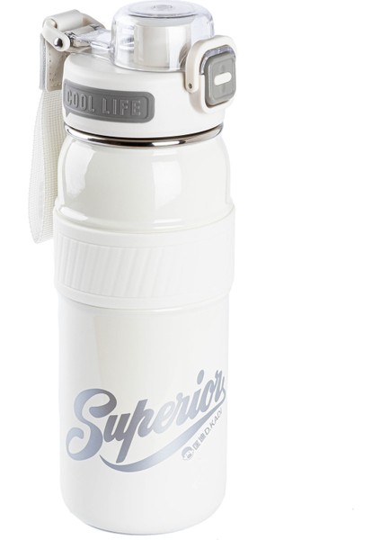 Okadı Superıor Pipetli Beyaz Paslanmaz Çelik Termos 750ML