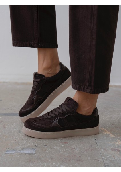 Almir Kahve Süet Hakiki Süet Kadın Spor Ayakkabi