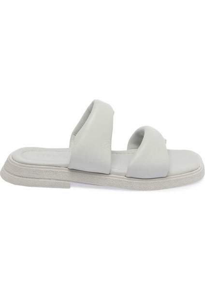 Gri Hakiki Deri Kadın Terlik - K24Y1TR67130-B43