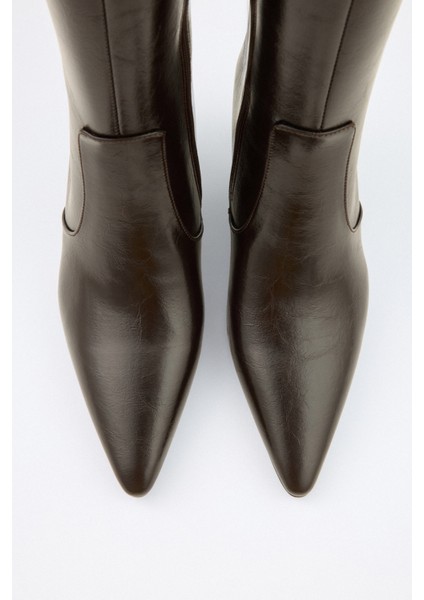 Çizme 2505 - Sivri Burun Fermuarlı Acı Kahve Kadın Çizme modelleri