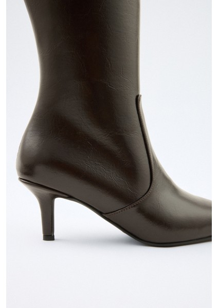 Çizme 2505 - Sivri Burun Fermuarlı Acı Kahve Kadın Çizme fırsatları