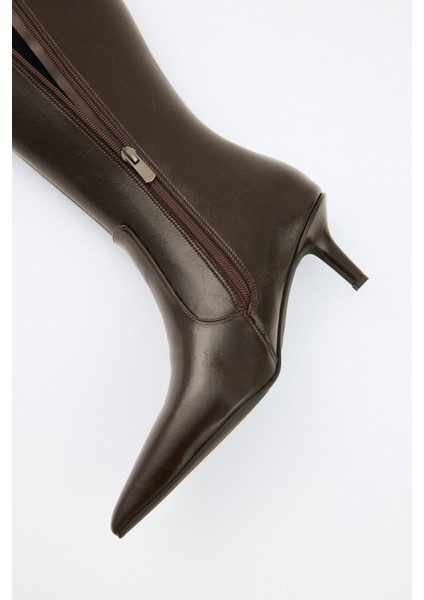 Çizme 2505 - Sivri Burun Fermuarlı Acı Kahve Kadın Çizme indirimleri