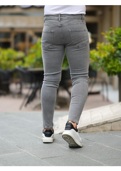 Erkek Jeans Slim Fit Likralı Denim Gri Kot Pantolon fırsatları