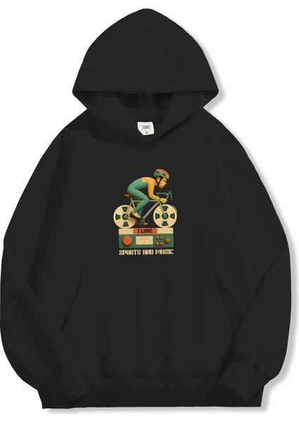Unisex Sweatshirt Oversize Hoodie I Love Sports And Music fırsatları