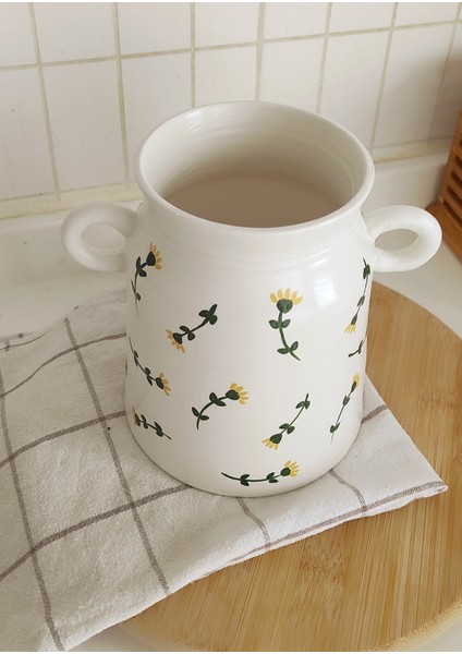 Çiçek Desenli Kulplu Kaşıklık & Vazo fiyatları