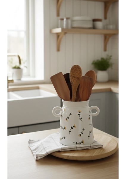 Çiçek Desenli Kulplu Kaşıklık & Vazo indirimleri