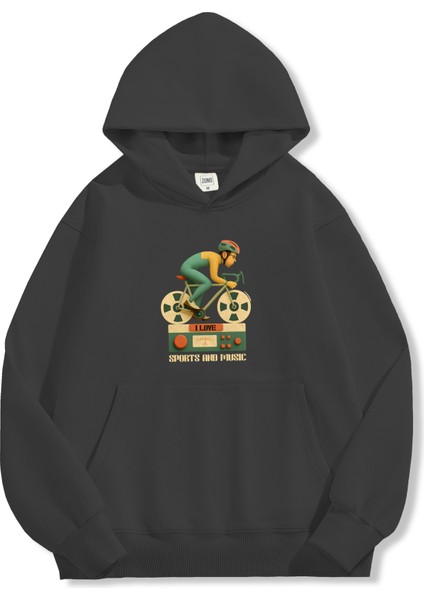 Unisex Sweatshirt Oversize Hoodie I Love Sports And Music fırsatları
