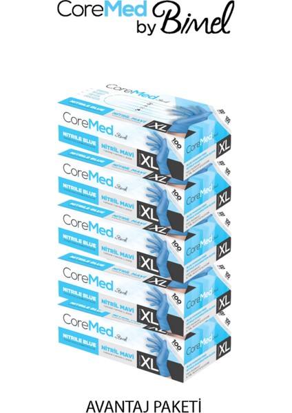 Nitril Mavi Pudrasız Muayene Eldiveni Xl - 5 Paket 100 Lü